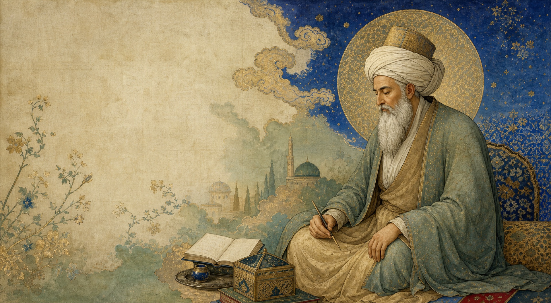 تصویرسازی تفسیری و غیرمستند از مولانا جلال‌الدین محمد بلخی برای کتابفروشی الفبا