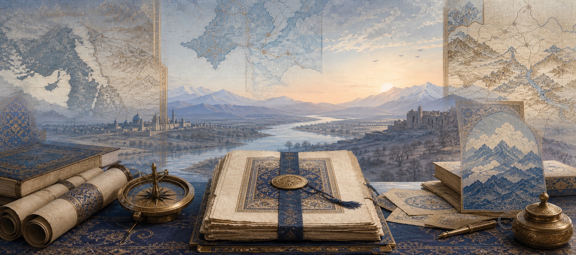 Interpretive map, manuscripts and Oxus landscape for the debate around Rumi’s birthplace