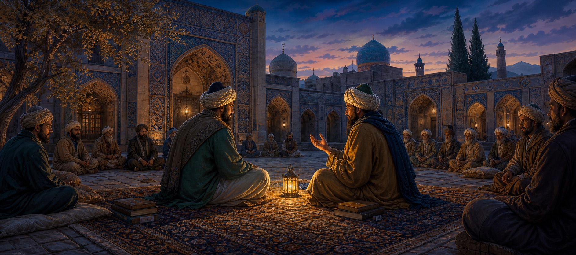 تصویرسازی گفت‌وگوی فکری و معنوی دو دانشور در قونیه