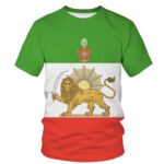 تیشرت طرح شیر و خورشید با پرچم سه‌رنگ ایران / Lion and Sun Iranian Flag Printed T-Shirt