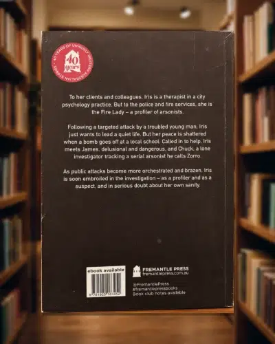 Back cover of Burn Patterns by Ron Elliott, Fremantle Press, at Alefba Bookshop Perth | پشت جلد کتاب الگوهای سوختگی