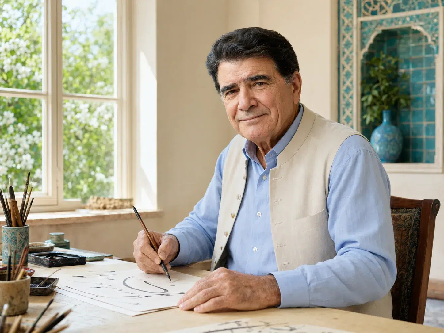 محمدرضا شجریان در کارگاه خوشنویسی