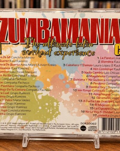Zumbamania two CD collection, back cover, track list and barcode | پشت مجموعه زومبامانیا، فهرست قطعه‌ها و بارکد