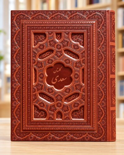 جلد چرمی نقش‌دار گلستان سعدی | Ornamented leather cover of Saadi’s Golestan, Persian gift edition