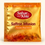 یک بستهٔ طلایی و پلمب دمنوش زعفرانی سحرخیز | One sealed gold Saharkhiz Saffron Infusion sachet