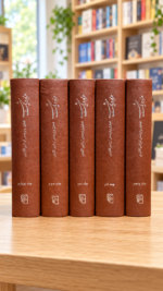 عطف هر پنج جلد هزار و یک شب، تحقیق و ترجمه ابراهیم اقلیدی، نشر مرکز | Spines of all five Persian volumes, Ebrahim Eghlidi translation